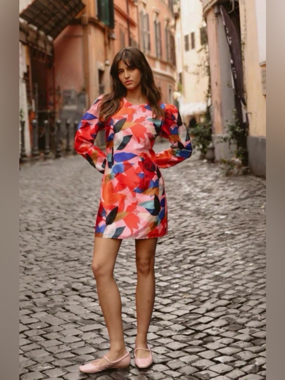 Anthropologie Hutch Carolyn Papier Mache Mini Dress XL Coral Floral NWT